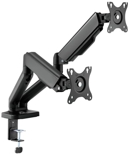 AD ADVANCE - Support Double Ecran PC Vesa 17 à 32 Pouces | Bras Articulé Ecran PC pour Moniteur | Vérin à gaz | Charge 2 à 9 kg | Hauteur & Inclinaison Ajustable | Rotation à 360°