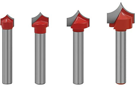 Saipor Lot de 4 fraises à arrondir avec tige de 6 mm C3 en métal dur - Fraises à rayon de bois - Rayon de 3,96/4,76/6,35/7,96 mm