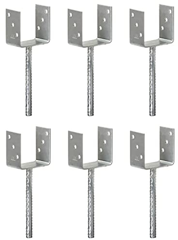 vidaXL 6X Pfostenträger U-Pfostenträger Riffeldolle Pfostenschuh Pfostenanker Anker Dolle Feuerverzinkt Silbern 10x6x30cm Verzinkter Stahl