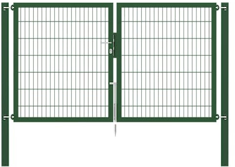 Alberts 636838 Doppeltor Flexo Plus mit Zubehör | verschiedene Breiten und Höhen | Pfostenstärke 100 x 100 mm | grün | Breite 250 cm | Höhe 140 cm