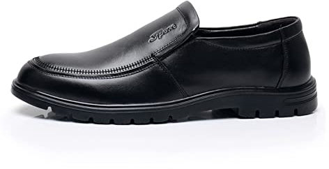 LAZIRO Scarpe da Uomo Primaverili E Autunnali in Morbida Pelle Fondo Spesso Scarpe Casual da Uomo Extra Large da 44-48 Iarde Punta Tonda Scarpe da Uomo in Pelle con Tacco Piatto (Color : Noir, Size