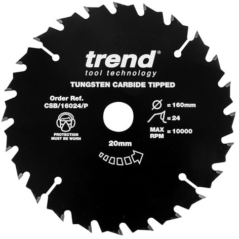 Trend Wood PTFE Circular Saw Blade, 160mm Diameter, 20mm Bore, 24 Teeth, TCT, 2.2mm Kerf, CSB/16024/P