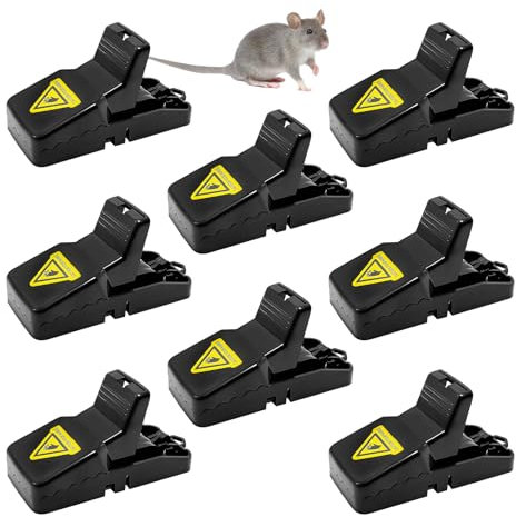 Diompirux 8 Pezzi Trappola Ratti Efficiente e Riutilizzabile, Niente veleno per topi, Sicura per bambini e animali domestici, Resistenti Facile da Pulire, Trappola Mouse per cucine,Giardini,Cantine