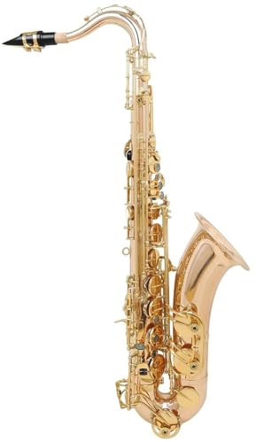 Schüler-Saxophon Messing Schnitzmuster Bb Bend Sopransaxophon Saxophon Weißes Blasinstrument (Color : Rose gold)