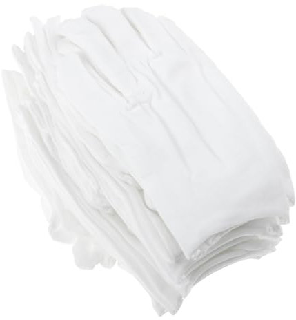 Veemoon 12 Paar Handschuhe protect schutzzelt scincare fahradstehnder skincarepen japanische tischlampe Arbeitshandschuh poly Paraffinwachseinlagen trockene Hände Münze Baumwollgarn Weiß