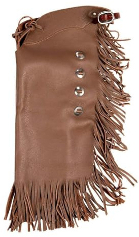 Sazaar Tack Chinks in pelle western con carré lavorato per uomo donna bambino piccolo medio grande ST-052 (Large)