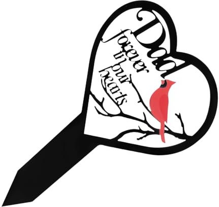 POPETPOP Heart Shaped Memorial Stake Metal Graveyard Decor Cemetery Garden Stake Memorial Sign for Graveyard Decoration for Fathers Day and Mothers Day