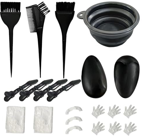 17Stk Haarfärbepinsel Set, Haare Färben Zubehör, mit Bürstenkamm, Haartönungsschale, Färbebürste, Ohrabdeckung Haarnadeln, Handschuhe, für DIY Salon Haarfärbe Kit,Haar Färben Färbung Tool,Haarfärbeset