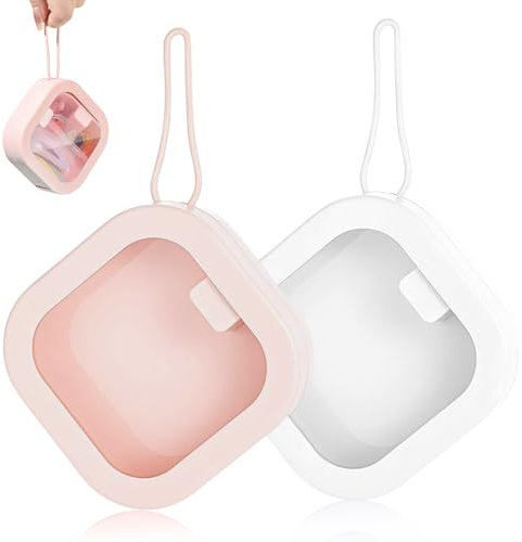 YMTWSRY 2 PCS Hair Tie Organizer, Travel Accessories Organizer Portable Qtip Bud Holder Small Stackable Storage Box for Cotton Swab Pin Clip Jewelry Crafts