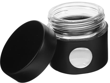 Amosfun Mini Airtight Tea Canister Window Portable Stainless Steel and Glass Storage Jar for Tea and Coffee Chic Kitchen Accessory Travel Storage Container Black