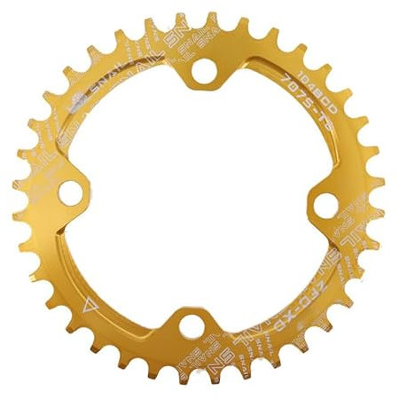 LUOKEKE Kettenblatt 104BCD Runde Direct Mount Single Crown Kettenblatt MTB Mountainbike 32T 34T 36T 38T 40T 42T Kurbelgarnitur Zahn Platte Teile KettenbläTter(34T,Gold Round)