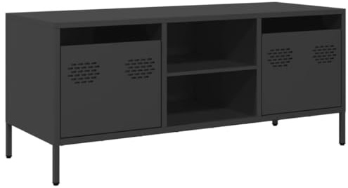 vidaXL Mueble para TV Acero Laminado en frío Negro 101,5x39x43,5 cm