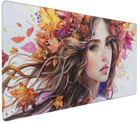 Gaming Mauspad XXL Frau Mousepad 1000x500x4mm Blume Verlängertes Mauspad Schreibtischauflage,Genähte Kanten Mauspad,Verbessert Präzision und Geschwindigkeit Wasserdicht Geeignet für Büro und Spiele