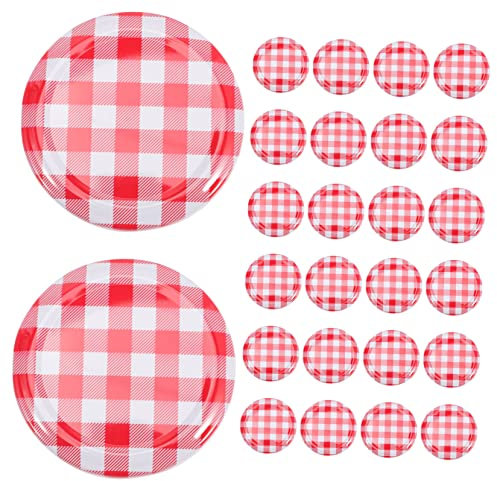 BESTOYARD 40pcs Leak-proof Jam Jar Covers and Regular Mouth Jar Lids for Multipurpose Airtight Storage Caps Suitable for Kitchen Food Preservation