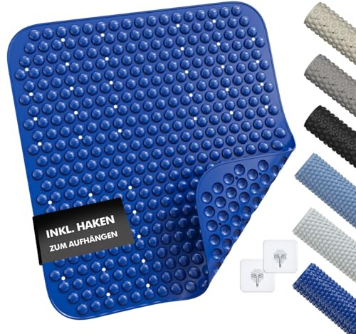 MP Living® Antirutschmatte Dusche – 53x53 cm Duschmatte aus TPE – 100 % BPA-frei, rutschfest & hygienisch – für Sensible Haut – inkl. 2 Haken – maschinenwaschbar & schimmelresistent