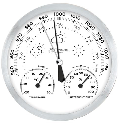 Design Analoge Wetterstation Hygrometer, Barometer, Thermometer 130 mm
