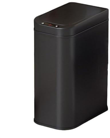 Cata automática de basura de acero inoxidable en lata de basura, lata de basura suave y cerrada con toque con toque con forro interno, moderna contenedor de basura de metal estrecho para baño, cocina,