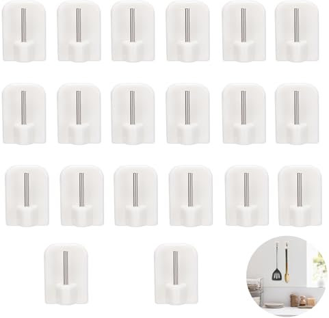 20 PCS Net Curtain Rod Hooks, Self Adhesive Curtain Hooks, For Bathroom Bedroom Kitchen(White)