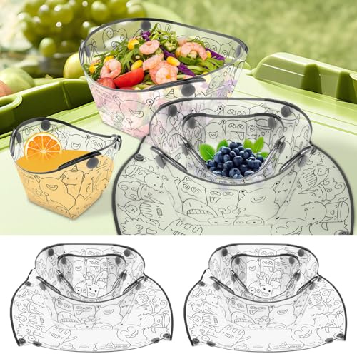 KTCINA 6 Pcs Camping Faltbare Schüssel ULTRALEICHT TRAGBAR Camping Tafelgeschirr Klapp Campingbesteck Faltbarer Campingteller Wiederverwendbar Faltschüssel für Zuhause am Pool im Freien Picknick Camp