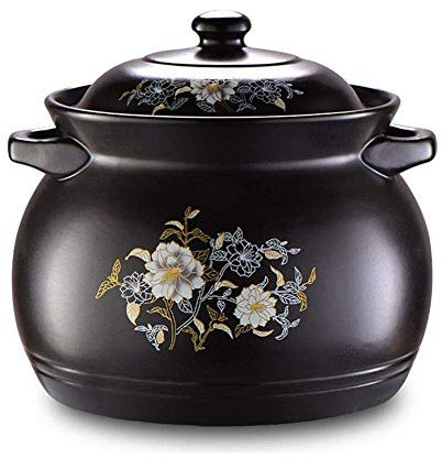 Pentola in Ceramica per Cucinare, casseruola in Terracotta, pentola per stufato, Fondo Antiscivolo, Manico antiscottatura, Smalto Liscio, Durevole, capacità 4,8 l.
