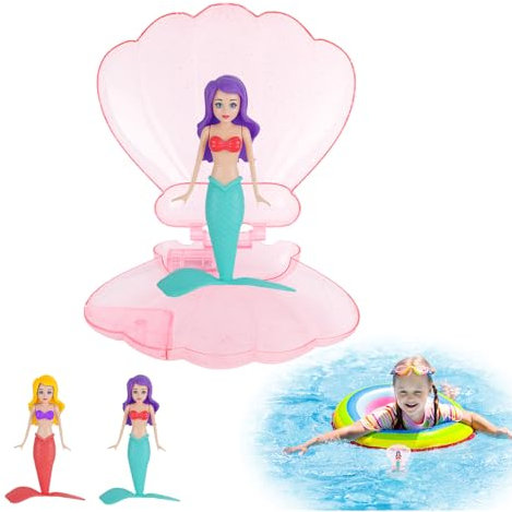 Lixstyea Meerjungfrau Tauch Spielzeug - 2 Meerjungfrauen mit 1 Muschel, Mermaid tauchspielzeug für Kinder, poolspielzeuge Mermaid Toy, tauchspielzeug für Kinder ab 6