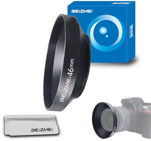 46mm Metall-Streulichtblende,Weitwinkel-Metallblende kompatibel mit Allen 46mm Objektiven mit Schraubgewinde (Allgemeiner Typ) (46 mm Wide-Angle Light Shield)