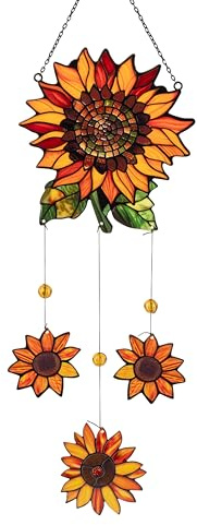 Dekoanhänger Sonnenblume aus Metall – Handarbeit – 68 cm – Orange-Braun – Fantasie-Blume von Formano – Fenster- & Wanddeko – Hänger