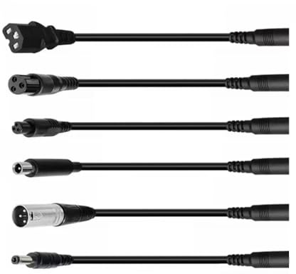 aixi-SHS 6 cavi adattatore DC 5521(5,5 x 2,1 mm) - Conversione a aviazione connettore GX12/GX16 12 mm, XLR (Canon), presa IEC e connettore DC 5525 -per monopattino elettrico 48 V, audio