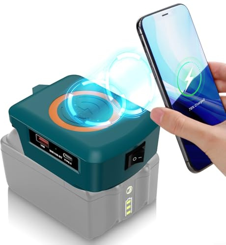 Wireless Chargers For 18V Batteries, 15W Cell Phone Charging Station For Air-Pods 4 3 Pro For I Phone With USB And TypeC Port Charging Adapter, Power Battery Connector