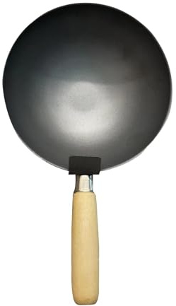 F Fityle Cement Bucket, Water Spoon, Carbon Steel Heavy Duty Water Ladle Cement Mortar er for Plastering Construction Site, Wood Handle