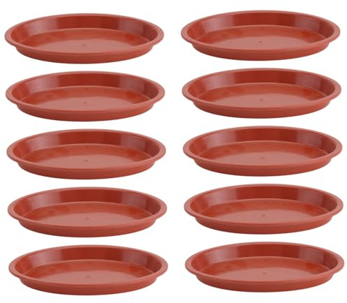DOITOOL 10 pièces Plateaux pour Pots de Fleurs Ovales Résine Rouge Épais Supports Drainage pour Balcon sous-Pots Bonsaï Pratiques et Durables