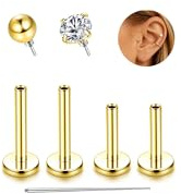 Milacolato G23 Titan Labret Piercing Innengewinde | Tragus Helix Conch Medusa Piercing Nasenpiercing Stecker Lippenpiercing Hypoallergen Piercing Ohr 6/8MM
