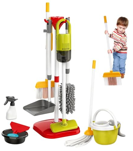 Yiijode Kinderstaubsauger, 22-teiliges Set für Kinder, mit Spielzeug Besen und Schaufel, Bürste usw., Saugfunktion und Geräusche, für Mädchen und Jungen, Alter 3 – 6 Jahre