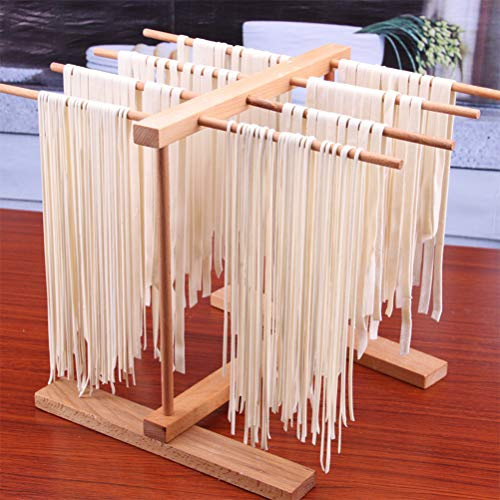 RASTKY Zusammenklappbarer Pasta-Trockenständer aus Holz – Nudel- und Spaghettihalter aus Buchenholz, Praktisches Abnehmbares Design Zum Trocknen Verschiedener Nudeln, Elegantes und Küchenaccessoire