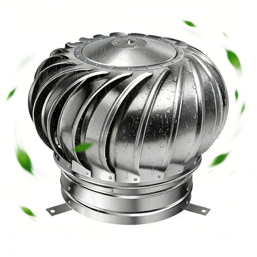 Comignolo girevole aspiratore fumi fumaiolo eolico in acciaio inox 201/304 Cappello eolico per camini 110mm 160mm 200mm Cuscinetto Zincato Migliora L'efficienza di Combustione(201-350mm/13.8in)