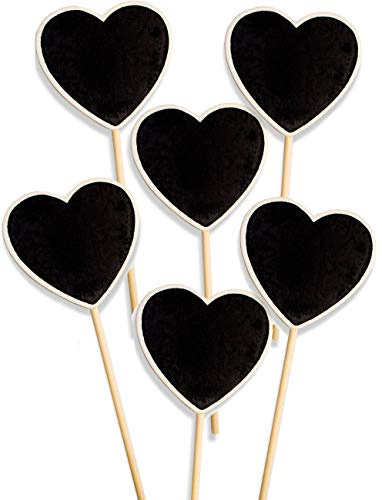 HOMETOOLS 6X Klassische Holz-Schilder Pflanz-Schilder, beschreibbar, 22cm, Herz, 6er Set