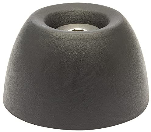 WAGNER Retro Boden- und Wand-Türstopper OUTDOOR KNOPF - Durchmesser Ø 50 x 30 mm, schwarzer hochwertiger Vollgummi und wetterfeste Edelstahlschraube, inklusive Montagematerial - 15520011