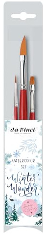 da Vinci, Signature, Aquarellpinselset Winter Wonder Watercolor, 3-teilig | 3 COSMOTOP-SPIN Pinsel für winterliche Aquarellmotive. Entstanden in Zusammenarbeit mit May & Berry.