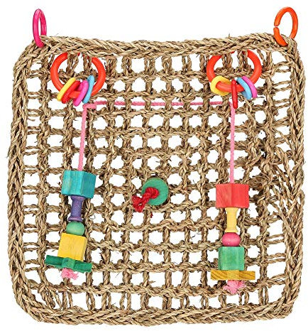 Vögel Spielzeug Vogel kauen Spielzeug Seagrass Spielzeug Vogel Kletternetz Schwingseil hängende Netzmatte Vogelkäfig Zubehör für Papagei Wellensittiche Sittich Macaw
