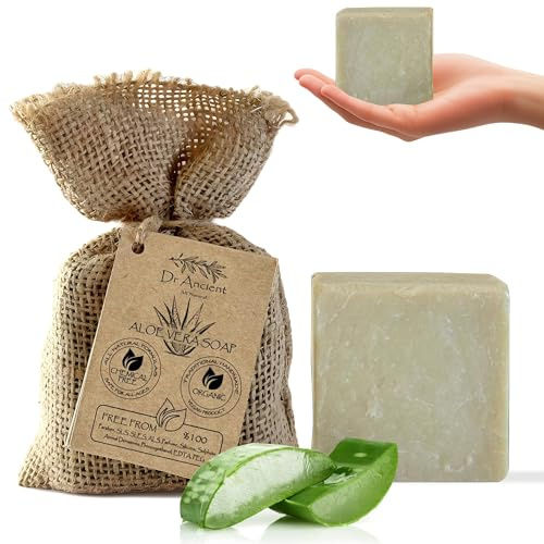 Dr.Ancient Barre de savon à l'aloe vera bio naturel végétalien traditionnel fait à la main antique - rajeunissez votre peau naturellement. Efficace pour les irritations cutanées - Savon naturel pur !