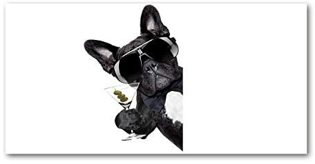 Tulup Picture Wall Art 100x50cm Image Printed Acryl Decorative Wall Picture Plastic/Acrylic Glass for Kitchen & Living Room Dog with martini