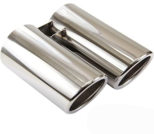 Recambo Embellecedor de tubo de escape de acero inoxidable cromado Duplex, compatible con BMW Serie 3 E90 E91 E92 E93 maciza, plug & play universal