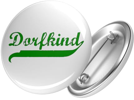 Hellweg Druckerei Button Dorfkind Vintage Ansteckbutton 25mm für echte Dorfkinder Geschenk Idee für Freunde und Familie