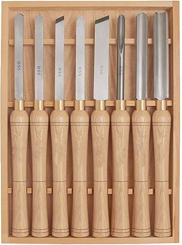 OITTo 8-teiliges Drehmeißel-Set zum Drechseln von Holz, Hartholzgriffe und Stahl mit Aufbewahrung in Einer Holzkiste, 3,8 kg