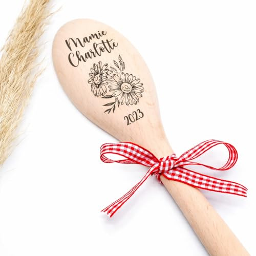 Cuillère en bois avec nom personnalisé, idée cadeau fête des mamies, texte au choix, fête des grand-mères, mamie, mémé, fête des mères, maman