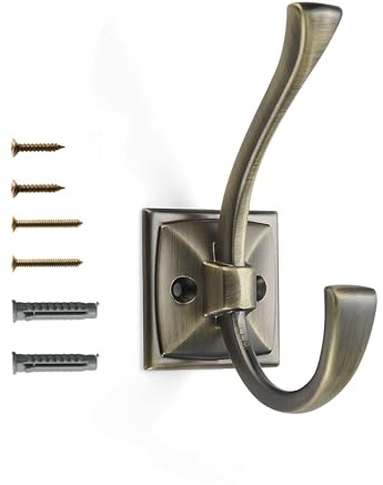 khtumeware Vintage-Wandhaken, 2 Stück, Kleiderhaken, Hardware-Handtuchhaken zum Aufhängen von Mänteln, gebürstetes antikes Messing, Bademantelhaken, Wandmontage mit Schrauben für Schlüssel,