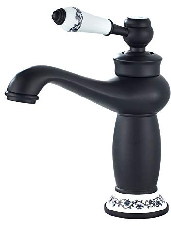 Namuoto Wasserhahn Bad Schwarz, Einhebelmischer Waschtischarmatur Retro | Keramikgriff, Waschbecken Armatur, Mischbatterie Waschbecken, Messing