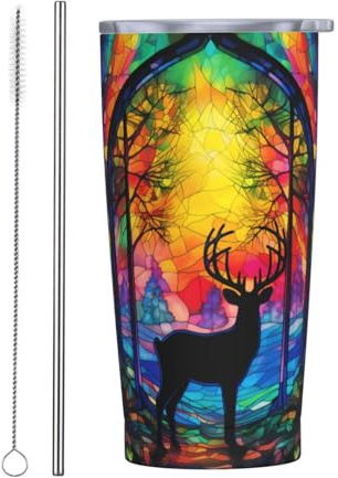 Vasos personalizados, tazas de acero inoxidable personalizadas de 20 onzas, taza de café de viaje aislada con tapa y botella de agua con pajilla, regalo personalizado para familiares y amigos, fondo