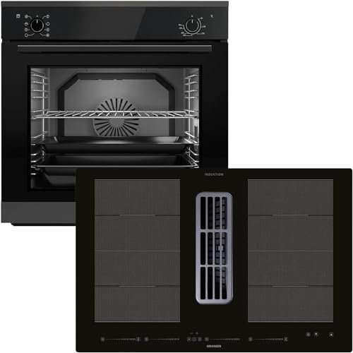 Oranier Einbau-Backofen Set EBS320 autark - 9 Funktionen & Flächen-Induktion 80 cm mit Dunstabzug KFA690-4 Kochzonen & Multi-Slider-Steuerung