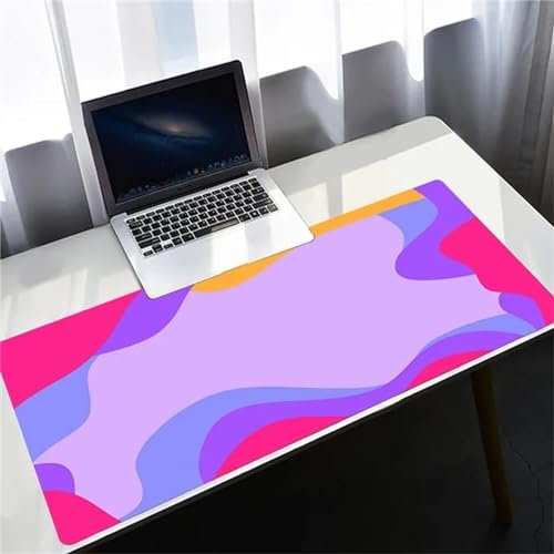 QiHon Gaming Mauspad XXL Lila Blau Großes Mauspad Schreibtischauflage mit Vernähte Kanten Einer speziellen Oberfläche verbessert Geschwindigkeit und Präzision 700x300x3mm